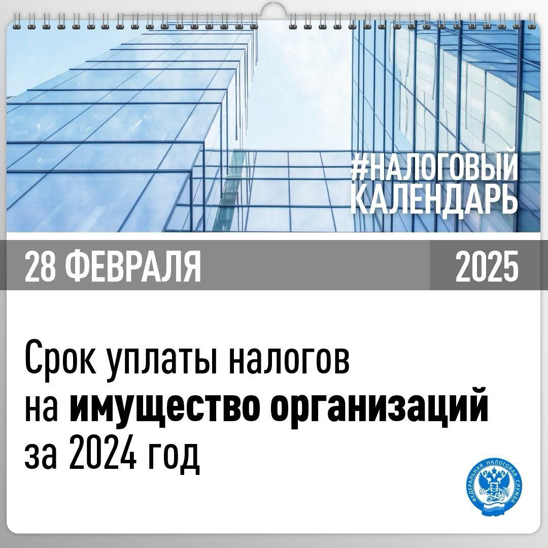 Организации должны уплатить налоги на имущество за 2024 год не позднее 28 февраля.