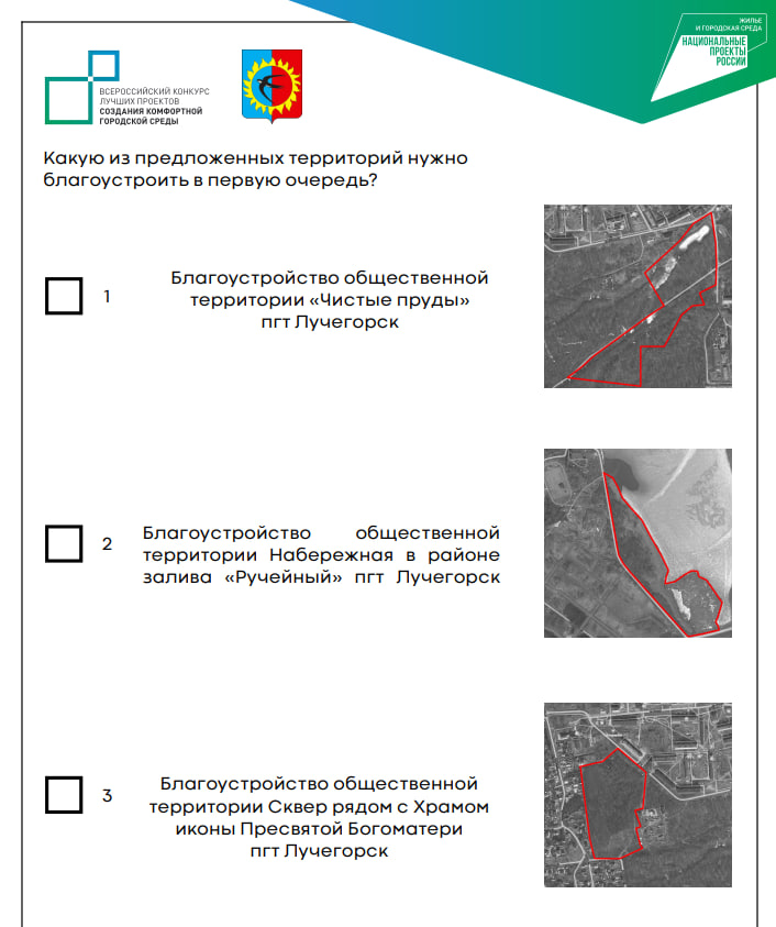 Какую территорию Лучегорска выбрать для участия во Всероссийском конкурсе лучших проектов Комфортной городской среды?.