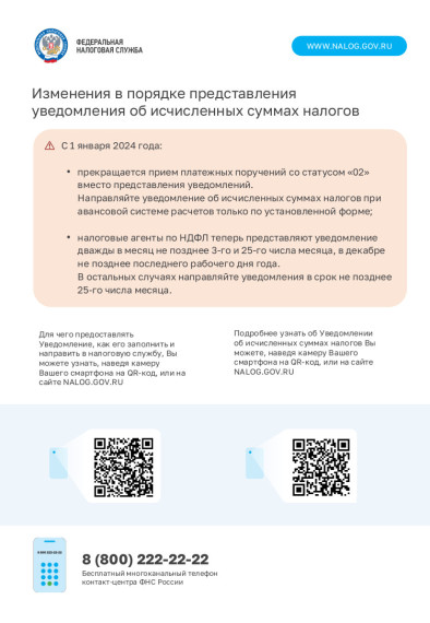 Изменения в порядке представления уведомления об исчисленных суммах налогов. Изменения в порядке представления уведомления об исчисленных суммах налогов.